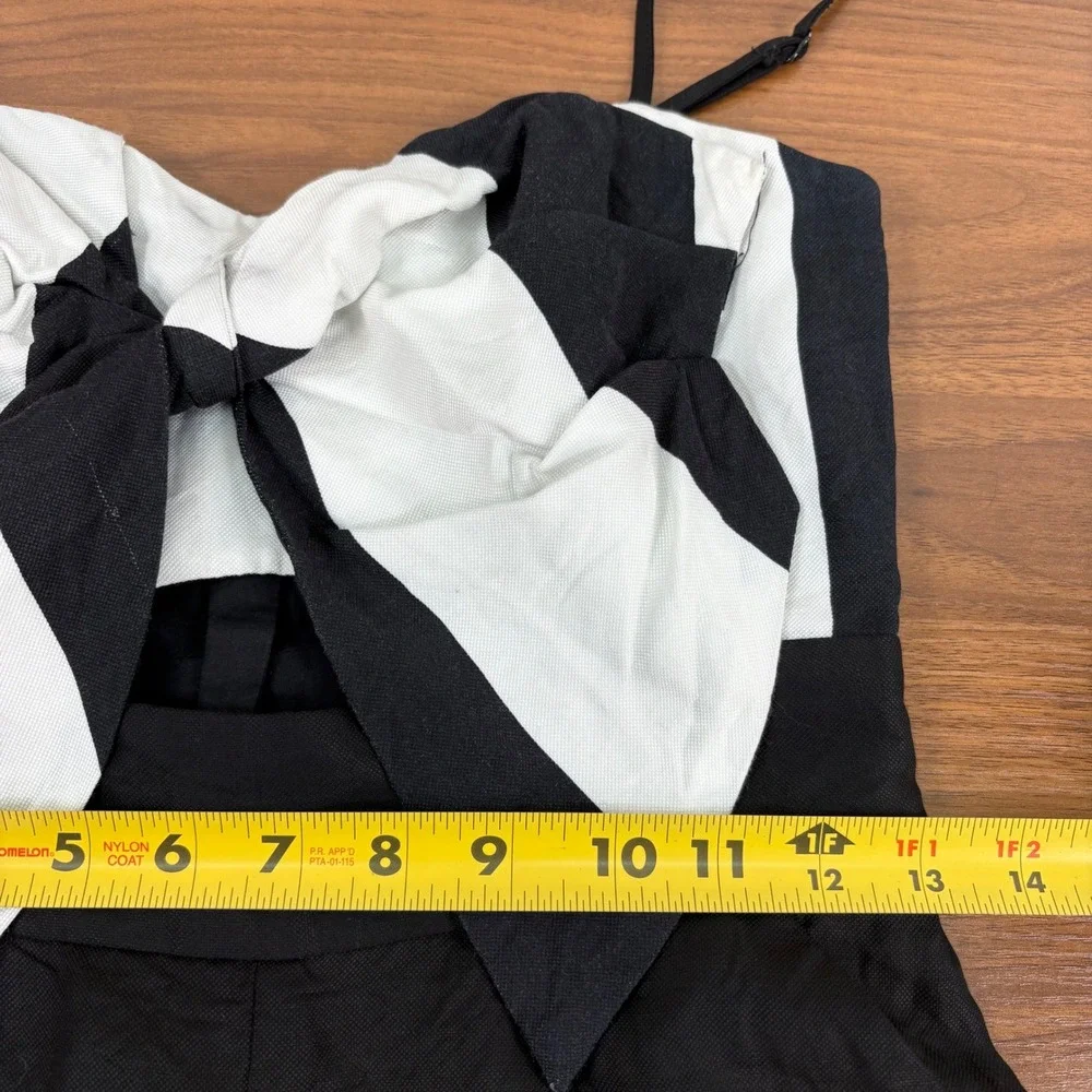 Bardot Black White Bow Front Wide Leg Jumpsuit‎ Size 4 XS 53208PB Linen Blend